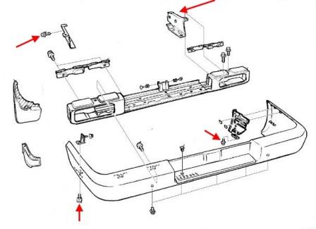 diagram of rear bumper Isuzu Bighorn (Trooper) (1991 - 2004)